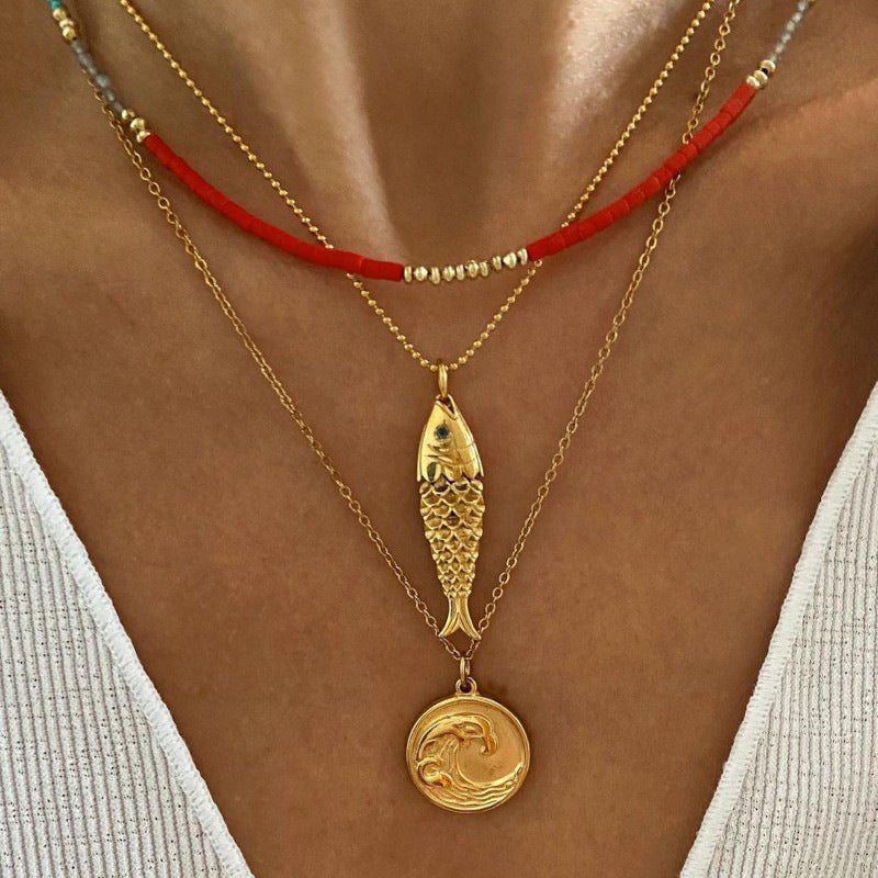 Golden Koi Pendant Necklace