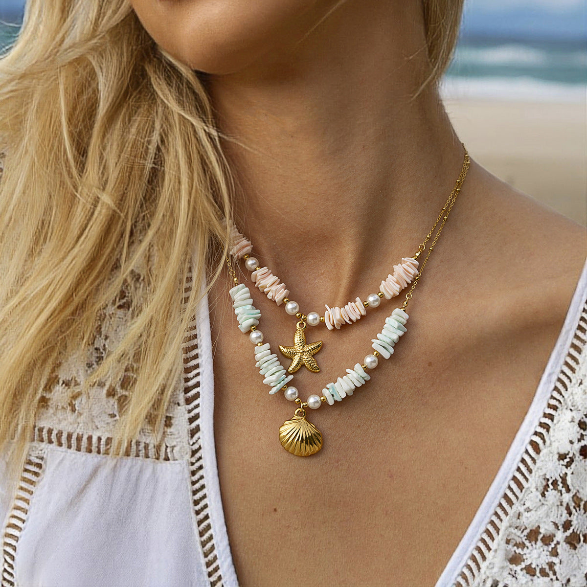Coral Tide Starfish Necklace