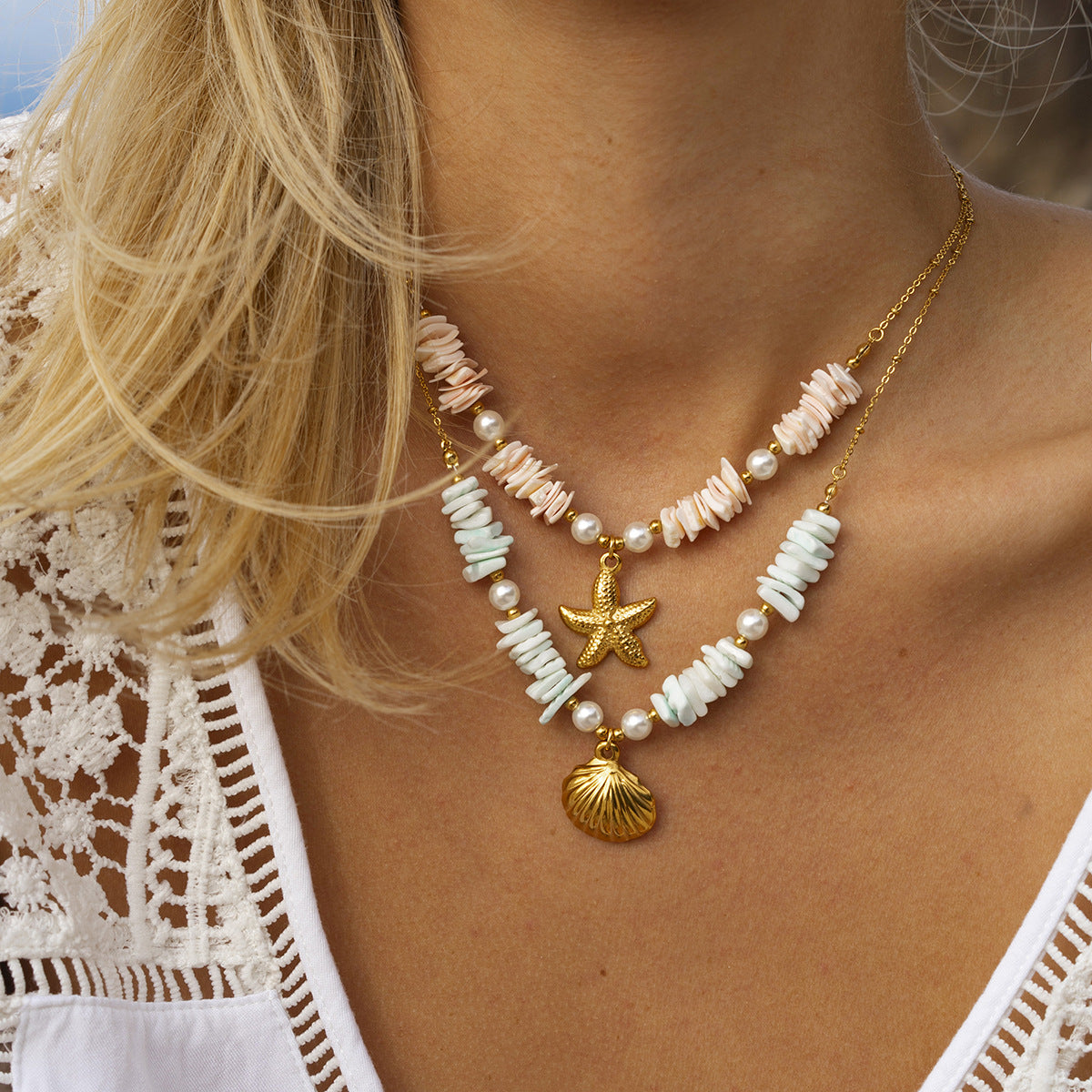 Coral Tide Starfish Necklace