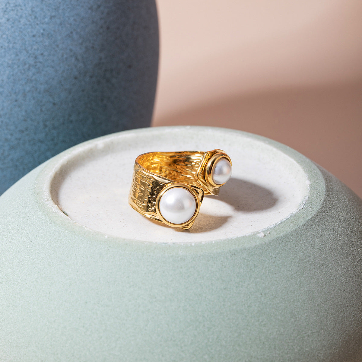 Twilight Twin Pearl Ring