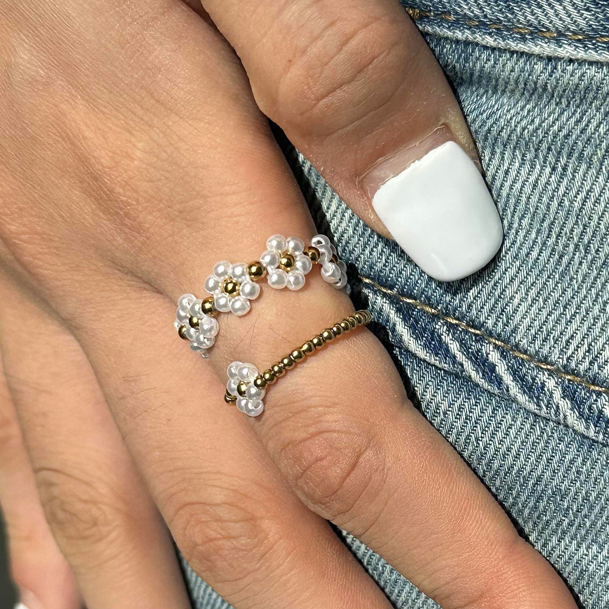 Pearl Bloom Ring Set