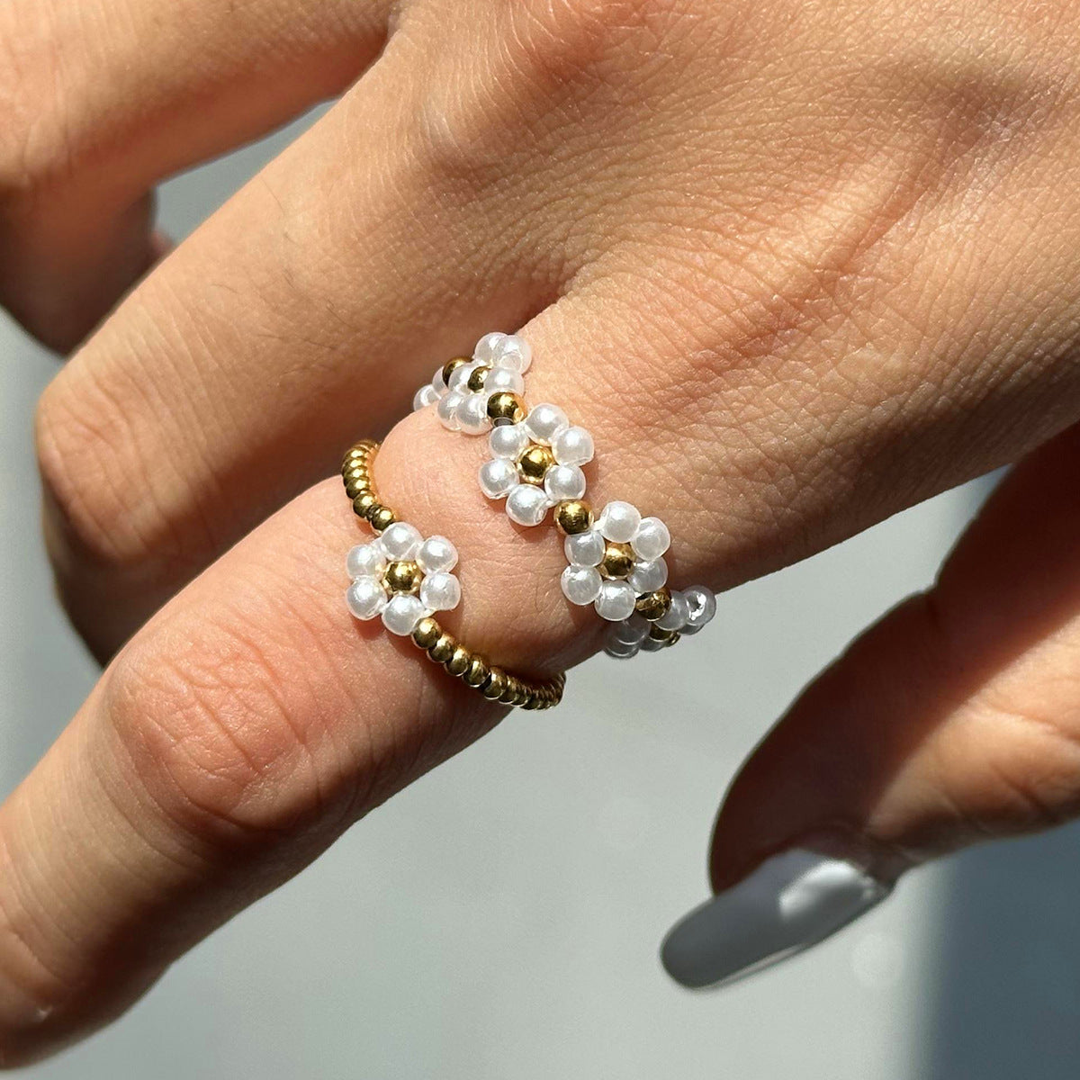 Pearl Bloom Ring Set