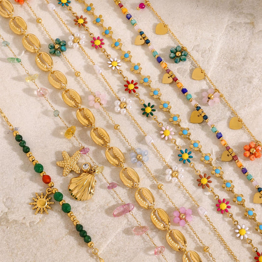 Sunburst Charm Beaded Necklace