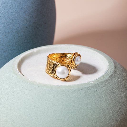 Twilight Twin Pearl Ring